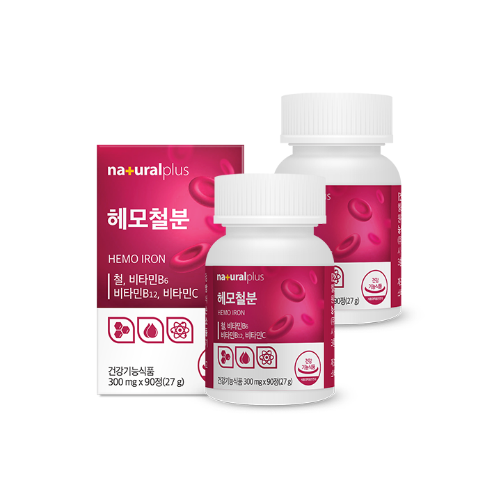 [반값특가] 내츄럴플러스 헤모철분 고함량 25mg 90정 2박스(6개월분)