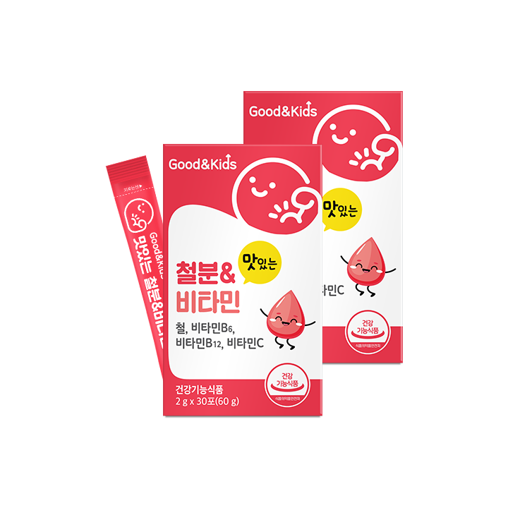 [굿앤키즈] 맛있는 철분 비타민 딸기맛 30포 2박스